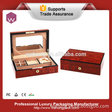 Luxury Strong red custom wood jewerly watch time box with mirror